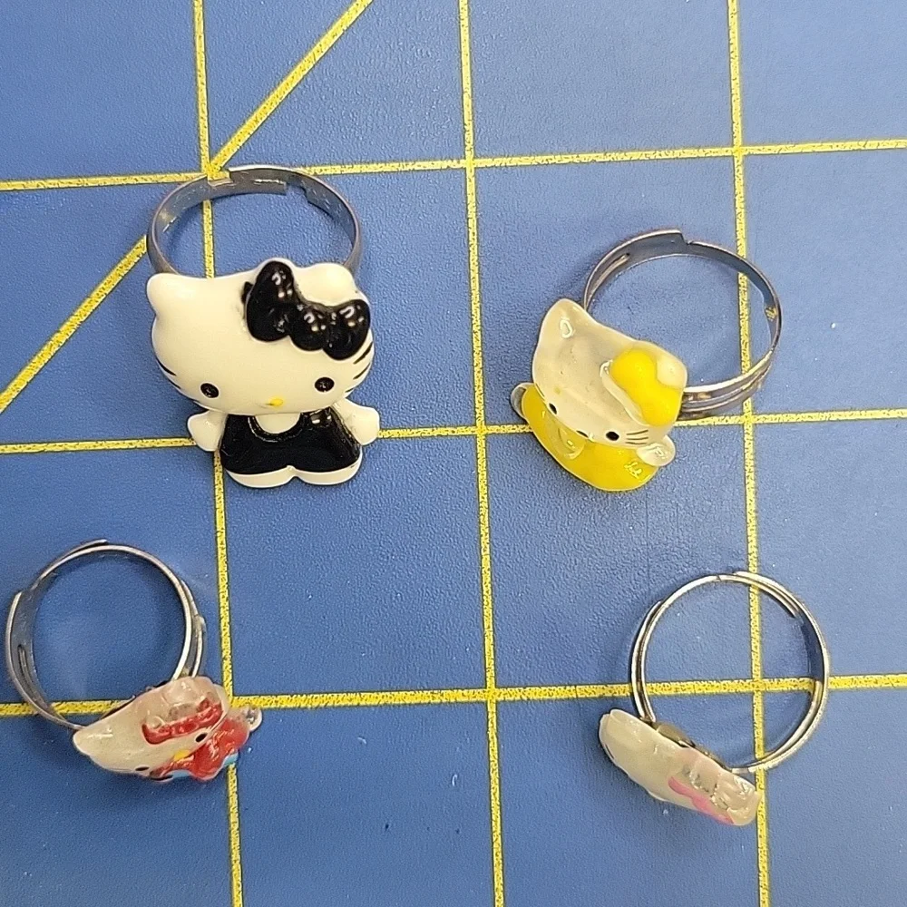 Hello Kitty Kids Adjustable Rings - Black, Yellow, Red, Pink Brand New